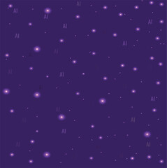 dark purple background with stars and letters artificial intelligence, ai