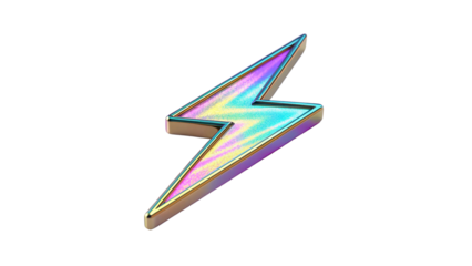 metallic lightening bolt isolated on transparent background