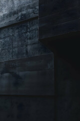 Abstract dark concrete texture with geometric shapes and shadows, ideal for backgrounds or designs
