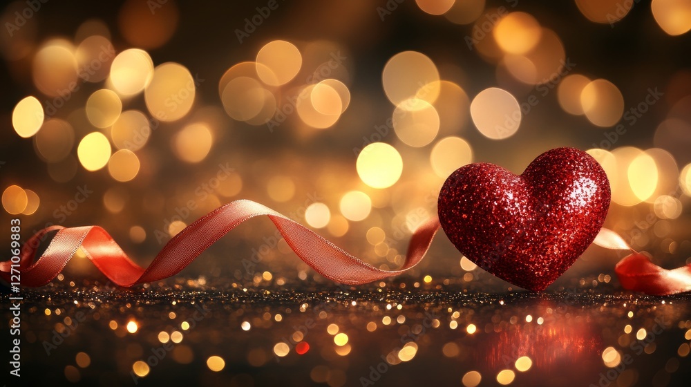 Poster a gentle and romantic valentine's day backdrop featuring soft red hearts seamlessly merging into a l
