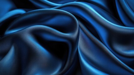 Obraz premium Rich sapphire blue fabric waves with smooth movement, deep shadows, and radiant highlights.