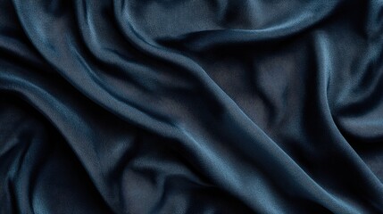Fototapeta premium Soft and luxurious dark navy fabric waves with deep folds and smooth lighting, providing a high-end aesthetic.
