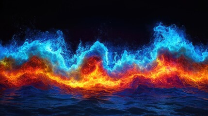 Fototapeta premium Wavy, fluid distortions of extreme heat forming surreal glowing patterns.