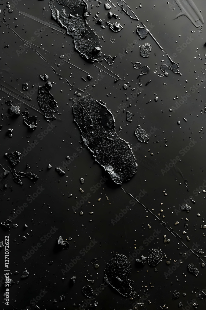 Aufkleber abstract close-up of textured black surface with water droplets and irregular patterns