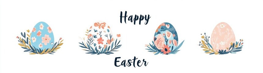 Obraz premium A vibrant, modern Easter greeting card template in diverse colors