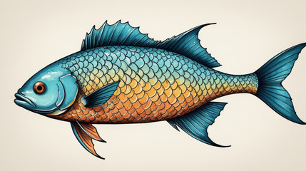 Fototapeta premium Colorful illustration of a fish, celebrating biodiversity and fishing hobby