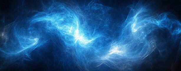 Obraz premium A serene, translucent blue swirls softly in motion, forming an abstract fluid backdrop with luminous, airy textures, producing a calming and futuristic digital piece