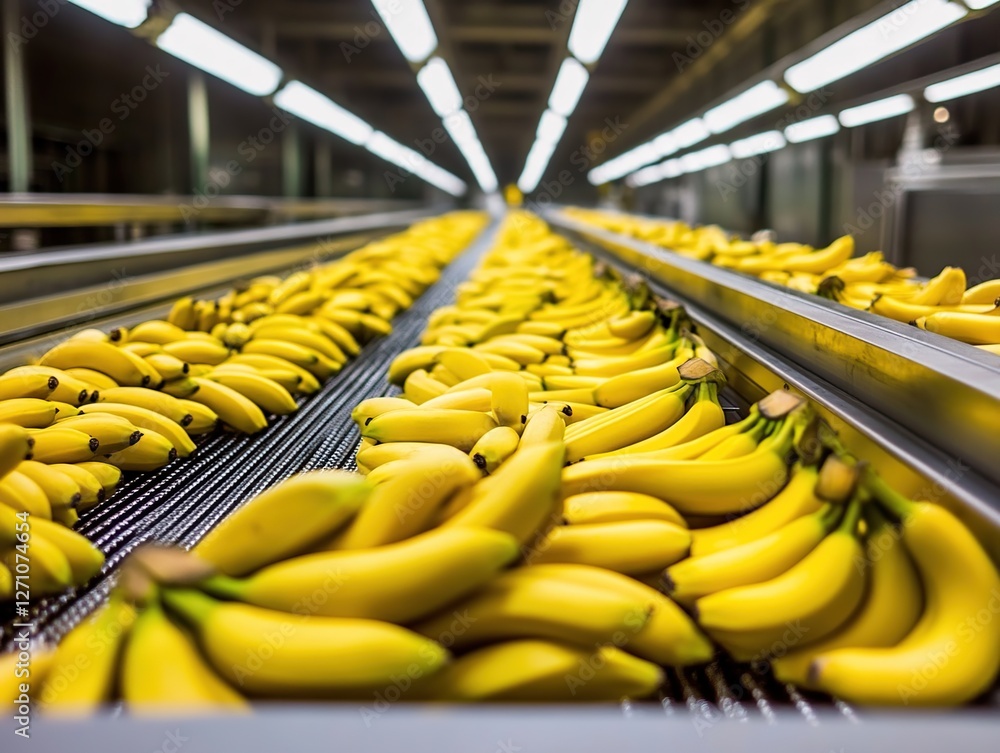 Poster banana conveyor belt: efficiently transporting fruit through automated systems in a modern food proc