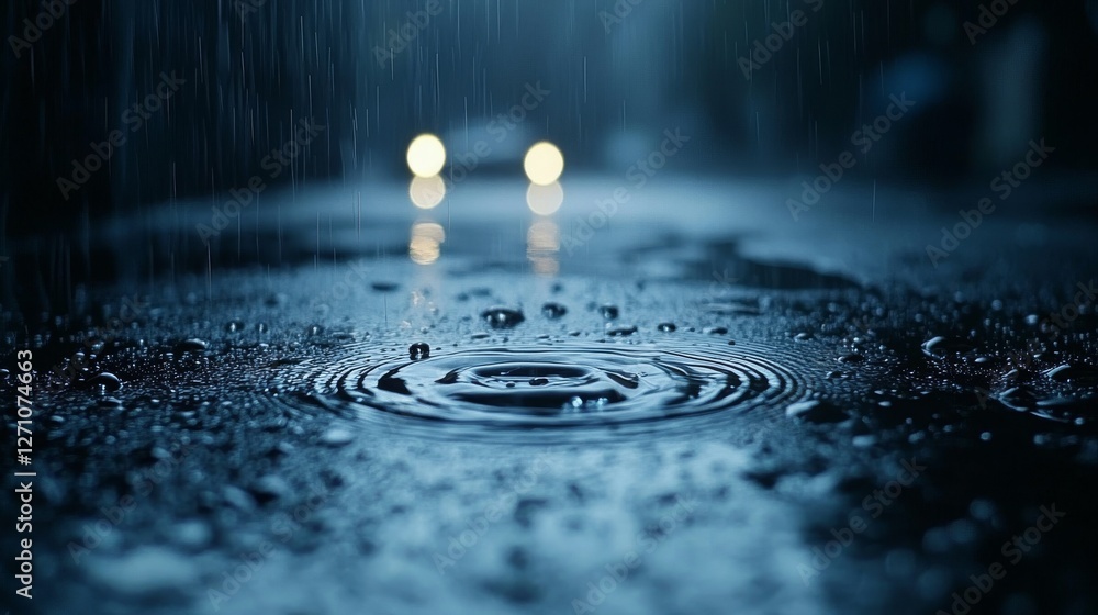 Poster capturing water droplets on a glass surface up close results in a blurred effect and a sense of fres