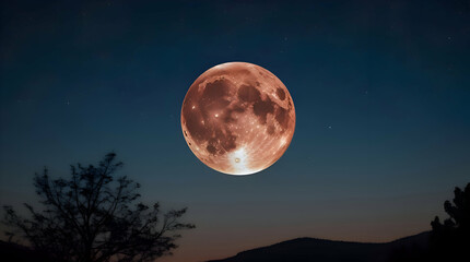 Ai generated Red moon illustration