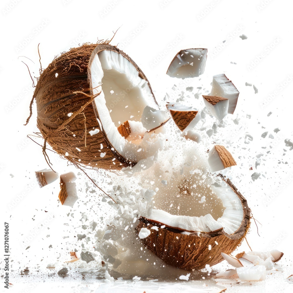 Poster exploding coconut background explosion white.