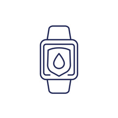 waterproof smart watch line icon on white