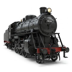 Fototapeta premium old steam locomotive isolated on white