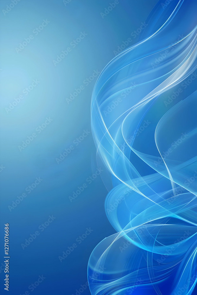 Poster abstract blue background with flowing light waves creating a serene atmosphere