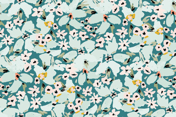 Rich abstract floral background hand painted with paint strokes.