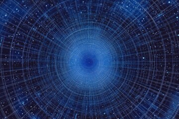 Fototapeta premium Abstract Cosmic Background with Blue Grids and Starry Effect