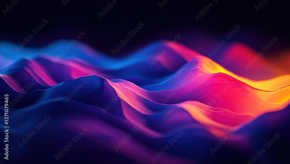 Poster abstract colorful waves flowing dynamically across screen, vibrant hues seamlessly blend, creating s