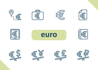 Euro icons. Currency, money, payment vector icon set