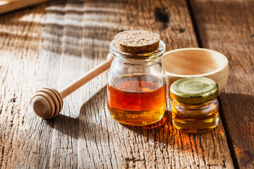 honey on wooden background