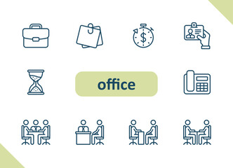 Office icons. Career, job, workplace vector icon set