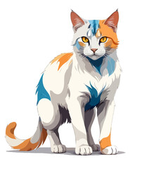 Obraz premium Cat Vector Art with Vibrant Colour Illustration