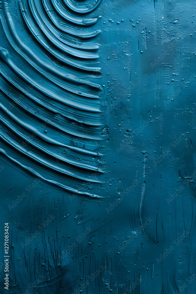 Poster abstract textured blue surface with curved lines, showcasing artistic patterns and depth