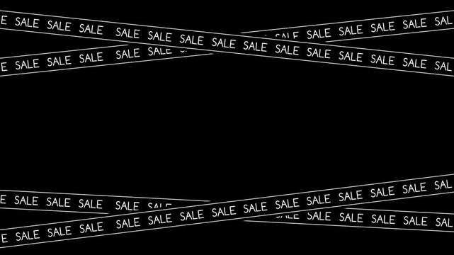 Black strip with the inscription sale moves on a black screen. Video for your advertising. 4k animation.