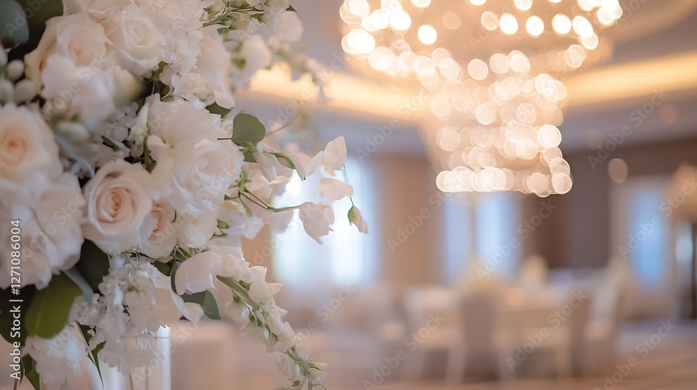 Leinwandbilder Beautiful floral arrangement in a soft setting with bokeh lights creating a dreamy atmosphere : Generative AI