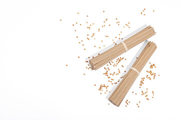 Japanese buckwheat soba noodles. Classic ingredient for preparing traditional dishes