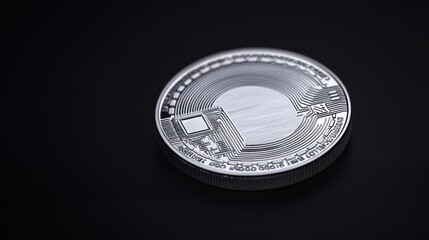 Naklejka premium Silver Coin on Dark Background