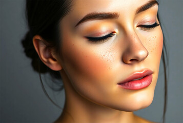 Closeup Beautiful woman's face 