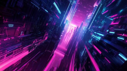 Abstract light waves create a colorful motion blur, glowing with vibrant energy