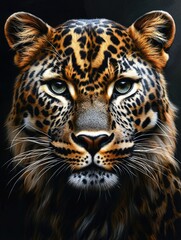 Obraz premium Close-up of a majestic tiger's face, showcasing the intensity and beauty of wildlife.