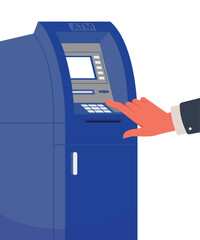 Withdrawing money on atm concept stock illustration