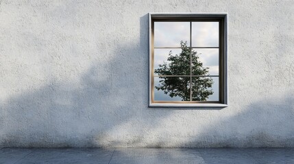 Fototapeta premium Elegant Window with Tree Reflection on Minimalist Wall