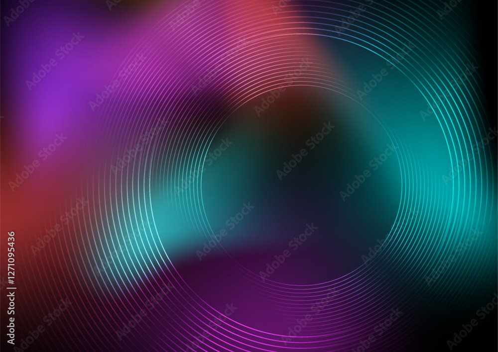 Aufkleber Colorful glowing neon linear circles abstract tech background. Futuristic concept vector design