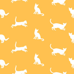 cat pattern background. cat silhouette pattern background. Seamless pattern with silhouettes of cats.