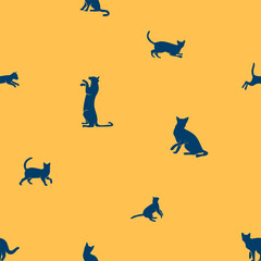cat pattern background. cat silhouette pattern background. Seamless pattern with silhouettes of cats.