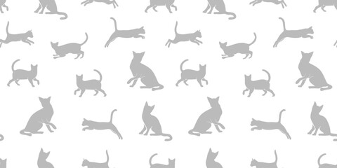 cat pattern background. cat silhouette pattern background. Seamless pattern with silhouettes of cats.