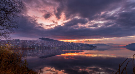 sunset over the lake