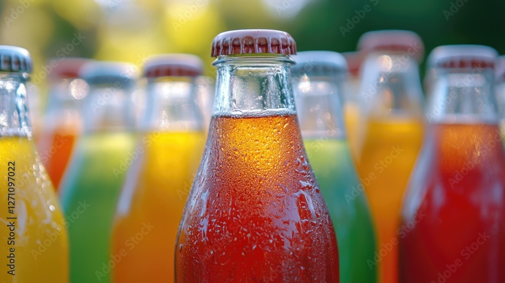 Poster A collection of soda bottles displayed in a neat arrangement