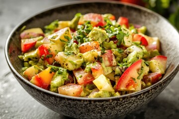 A bowl filled with various foods placed on a table, perfect for a picnic or party
