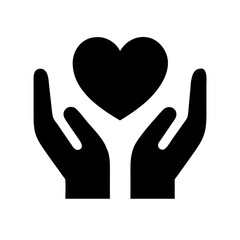 Obraz premium Vector icon two hands holding, embracing heart on transparent background, symbolizing care and love.