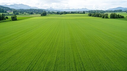 Obraz premium Lush green field, mountain view, rural landscape, farming