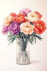 Obraz premium Peonies in a vase watercolor illustration