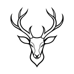 Deer head line art vector on white background