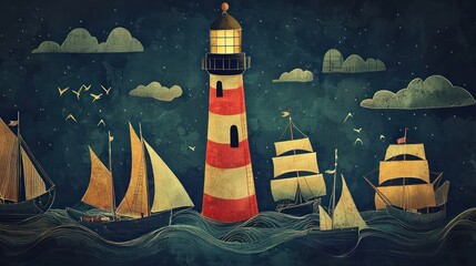 A symbolic depiction of a lighthouse guiding ships from different regions, conveying the universal need for acceptance