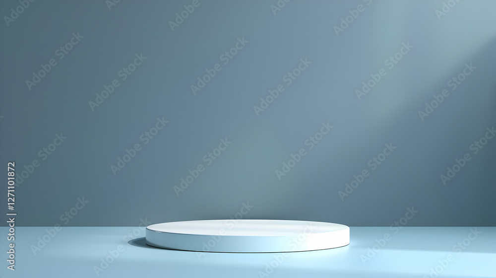 Poster minimalist display platform in soft lighting, emphasizing simplicity and elegance