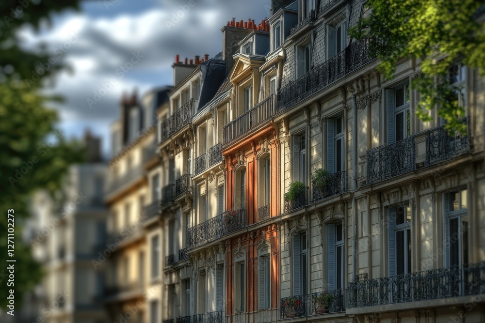 Poster a tall building with many windows and balconies, suitable for cityscape or architecture illustration