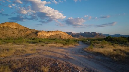 Fototapeta premium Serene desert landscape with rolling hills and vibrant skies showcasing natural beauty during sunset : Generative AI